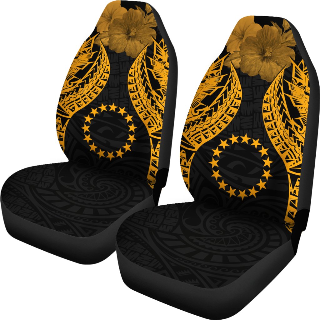 Cook islands Polynesian Car Seat Covers Pride Seal And Hibiscus Gold - Polynesian Pride