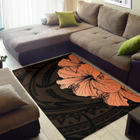 Royal Hibiscus Polynesian Tribal Area Rug Orange AH - Polynesian Pride
