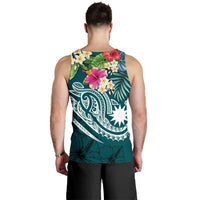 Nauru Polynesian Men's Tank Top - Summer Plumeria (Turquoise) - Polynesian Pride