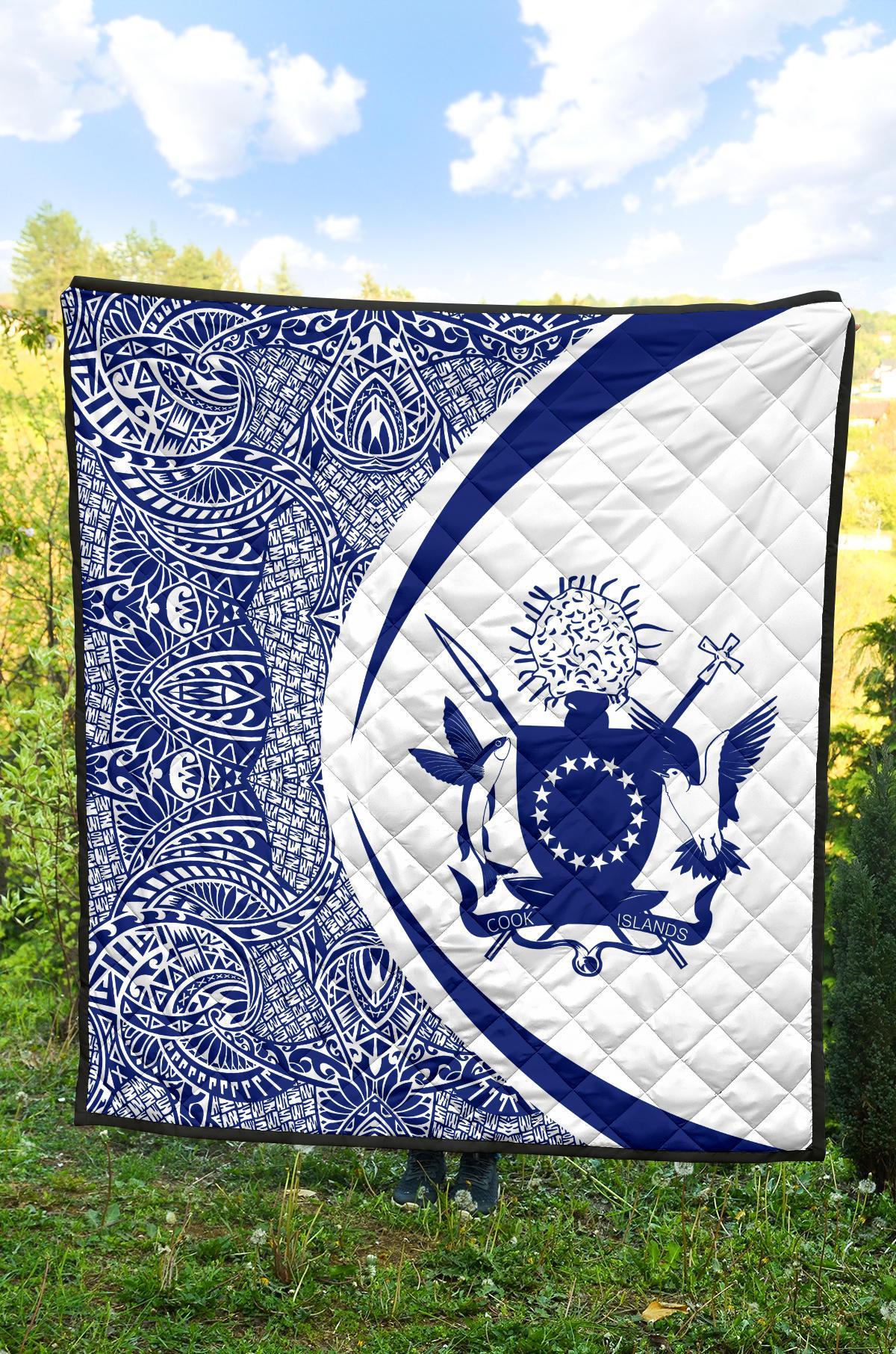 Cook Islands Coat Of Arms Polynesian Premium Quilt - Circle Style - 05 - Polynesian Pride