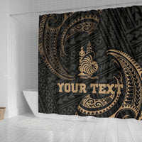New Caledonia Polynesian Custom Personalised Shower Curtain - Gold Tribal Wave - Polynesian Pride