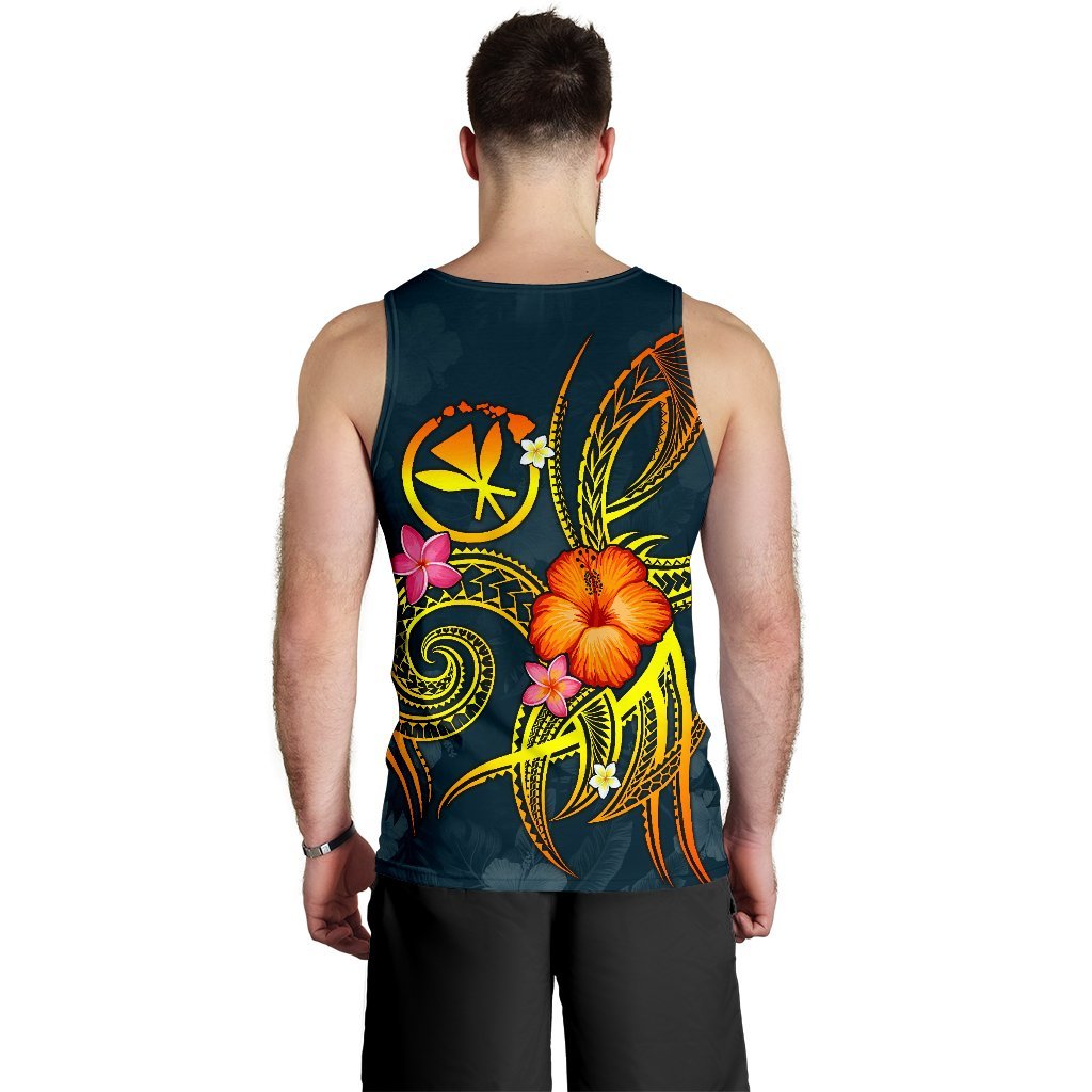Polynesian Hawaii Personalised Men's Tank Top - Legend of Kanaka Maoli (Blue) - Polynesian Pride