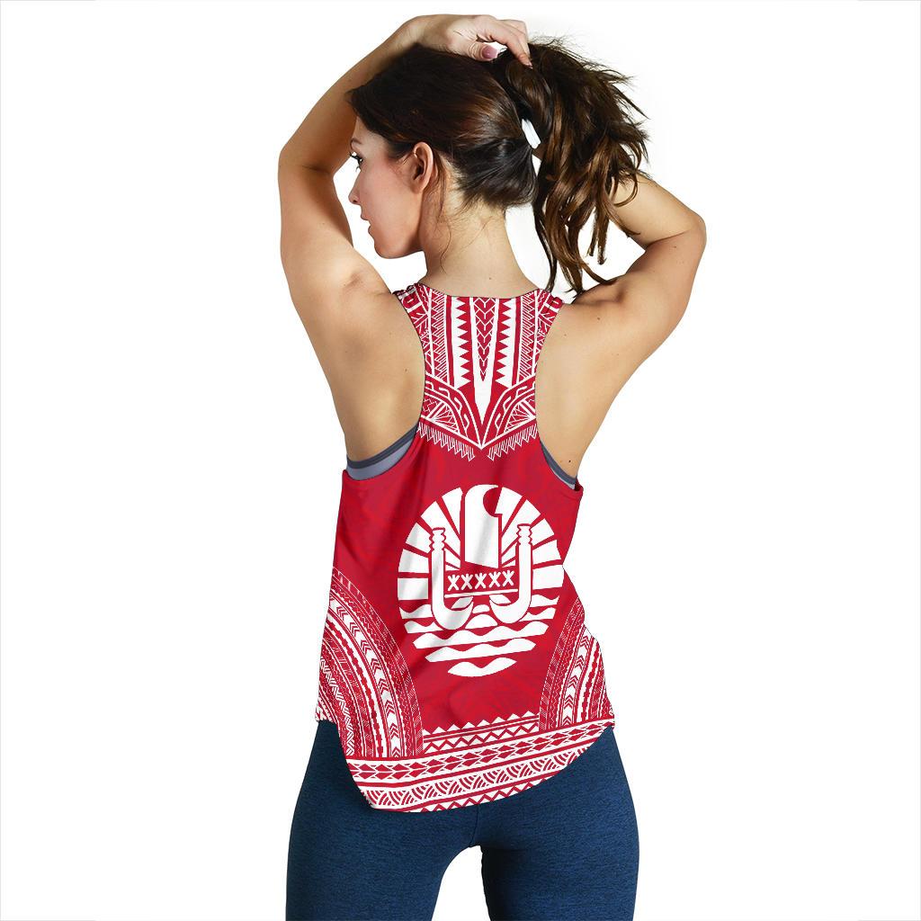 Tahiti Women's Racerback Tank - Polynesian Chief Flag Version - Polynesian Pride