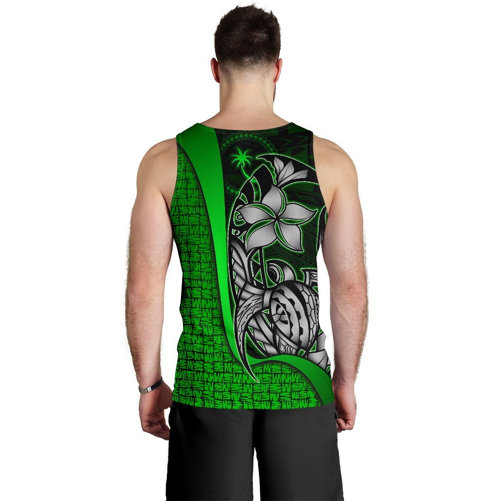 Chuuk Micronesia Men's Tank Top Green - Turtle With Hook - Polynesian Pride