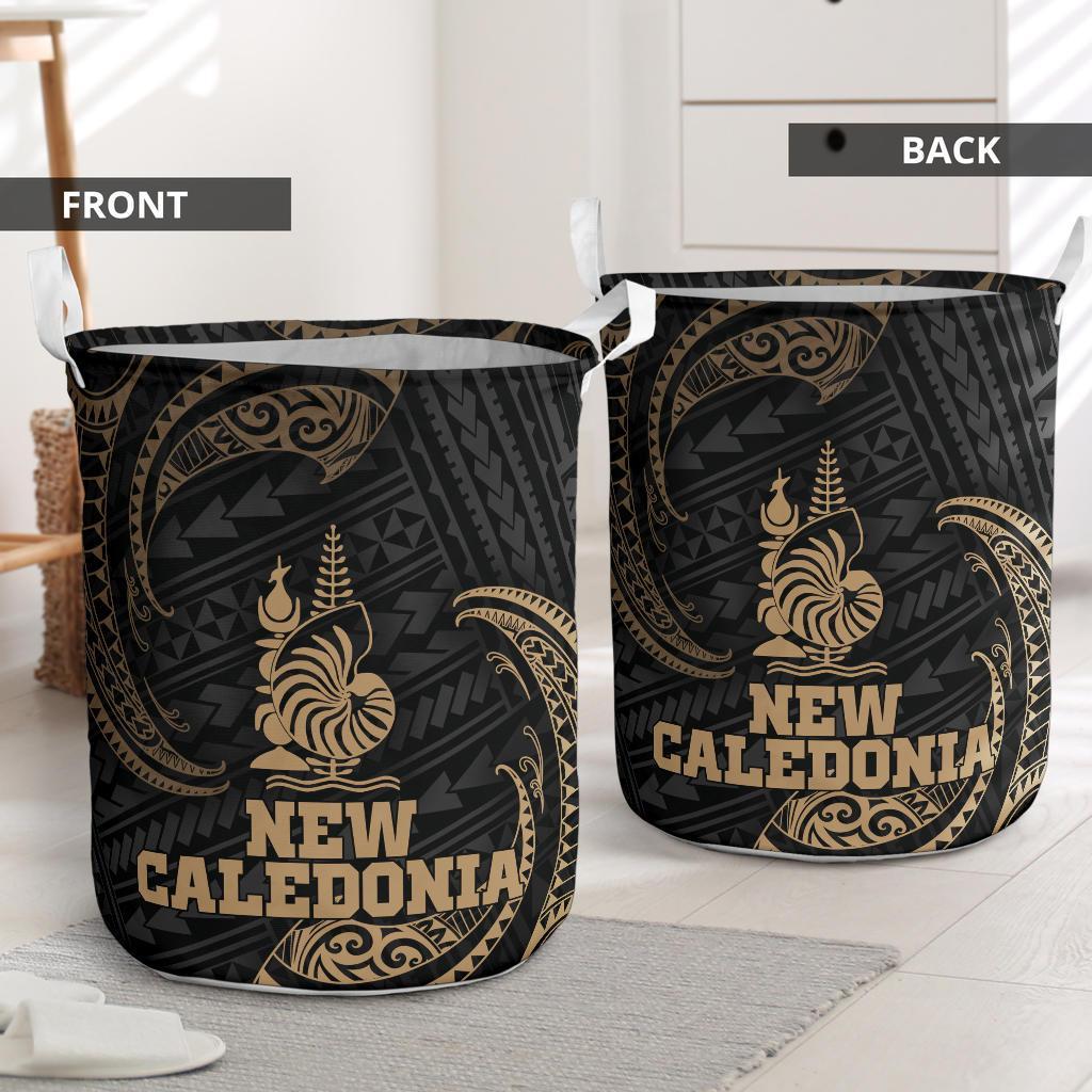 New Caledonia Polynesian Laundry Basket - Gold Tribal Wave - Polynesian Pride