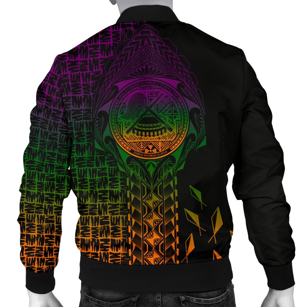 American Samoa Custom Personalised Men's Bomber Jacket - AS Seal Rocket Style - Polynesian Pride