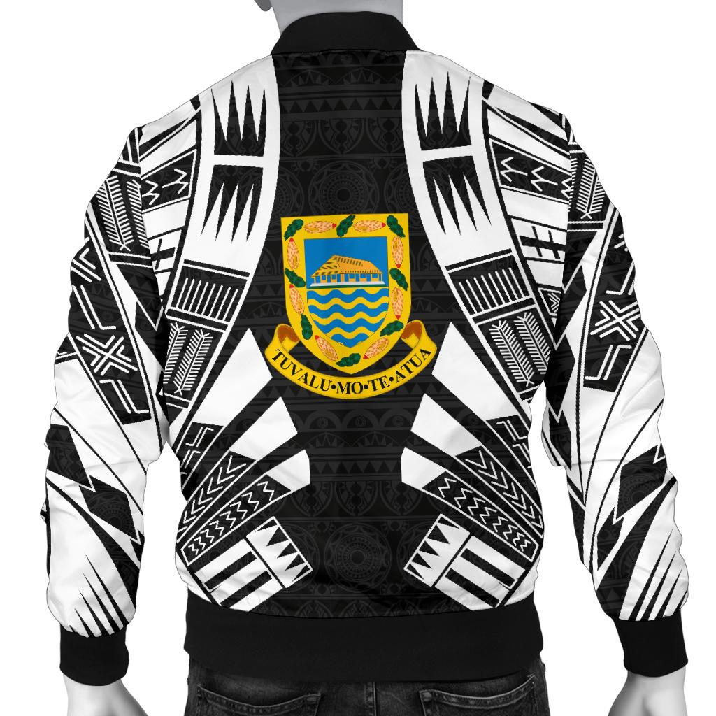 Tuvalu Men Bomber Jackets - Polynesian Tattoo Black - Polynesian Pride