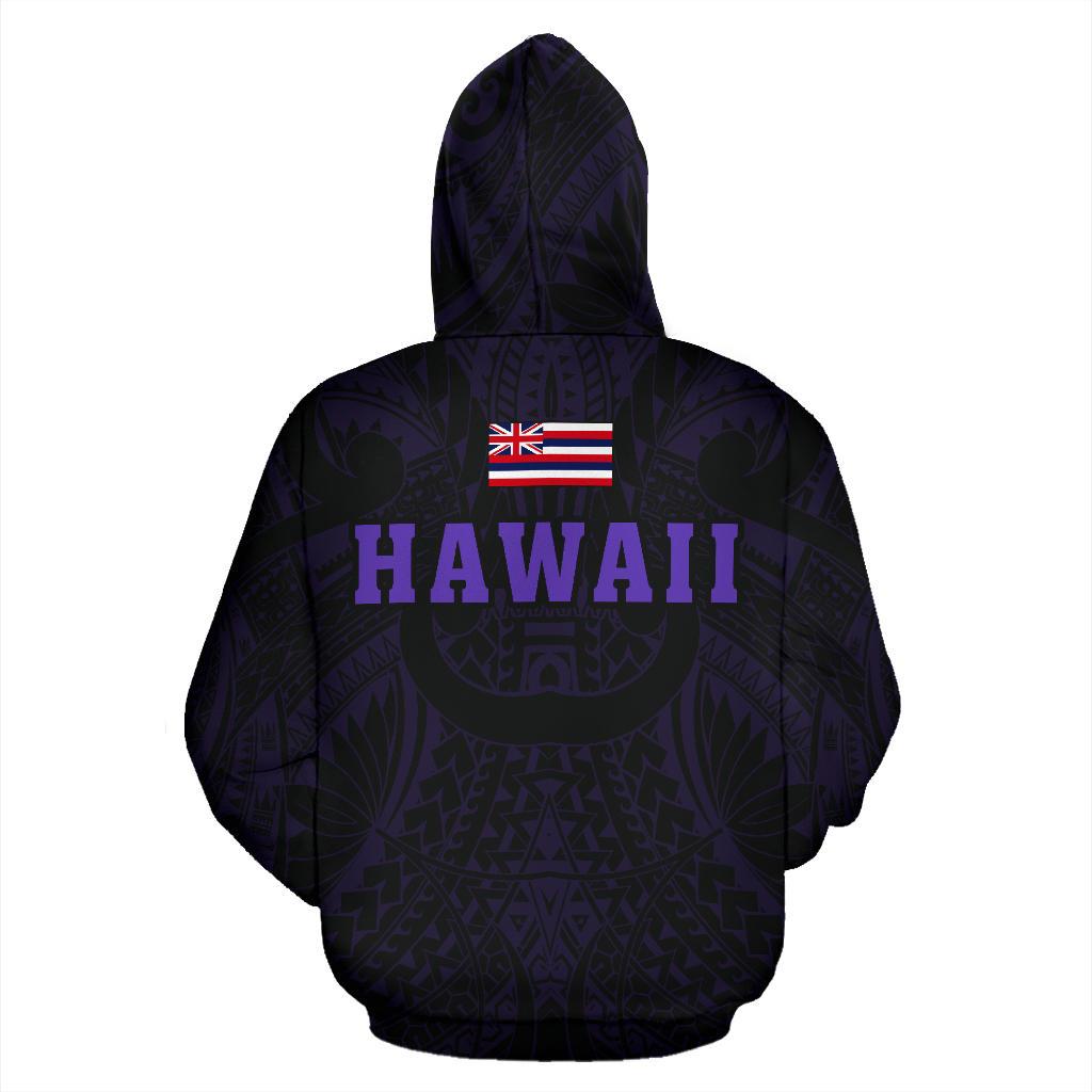 Polynesian Kamapuaa Flag of Hawaii Zip Hoodie Purple Hawaiian Mythology Style - Polynesian Pride