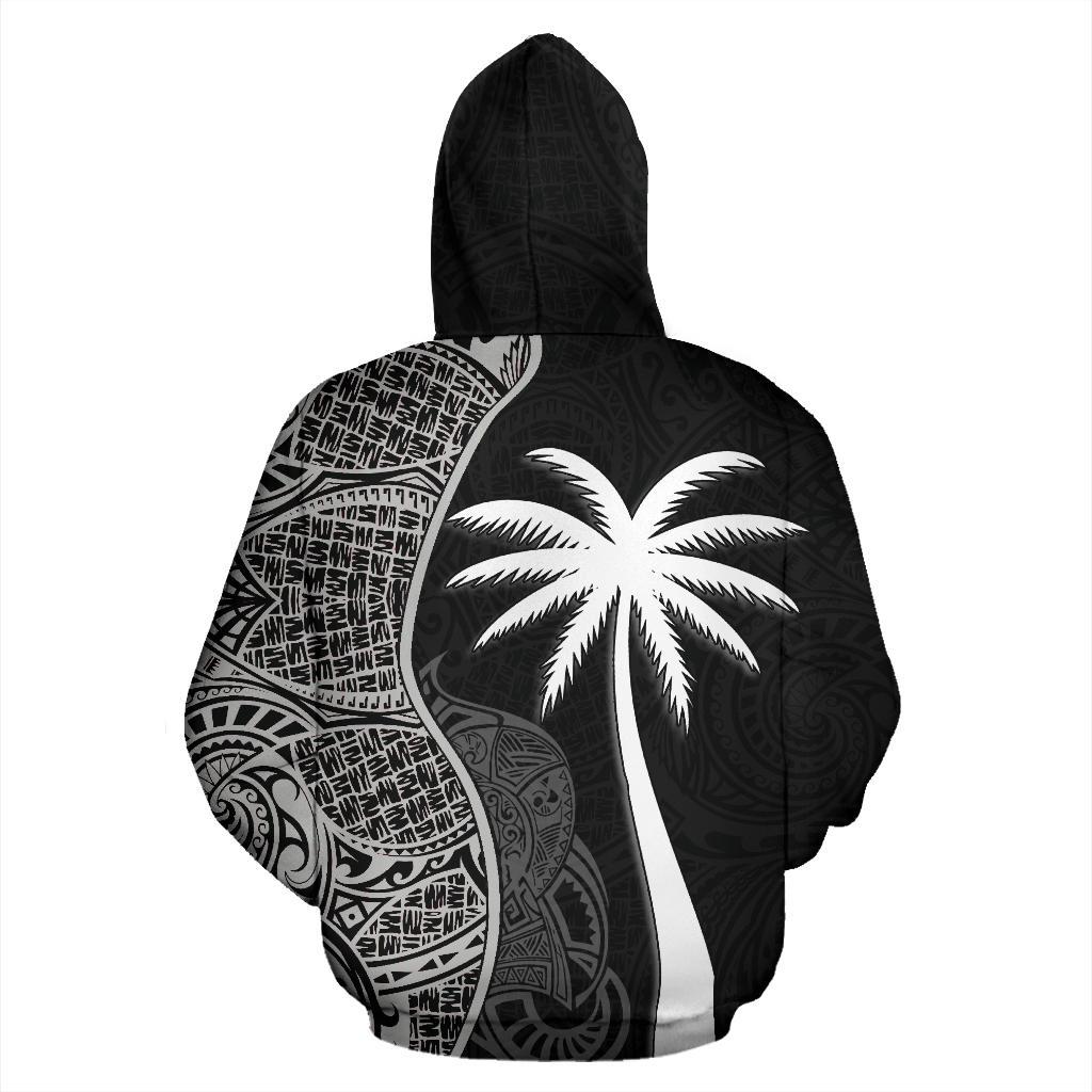 Palau Polynesian Custom Zip up Hoodie Coconut Black - Polynesian Pride