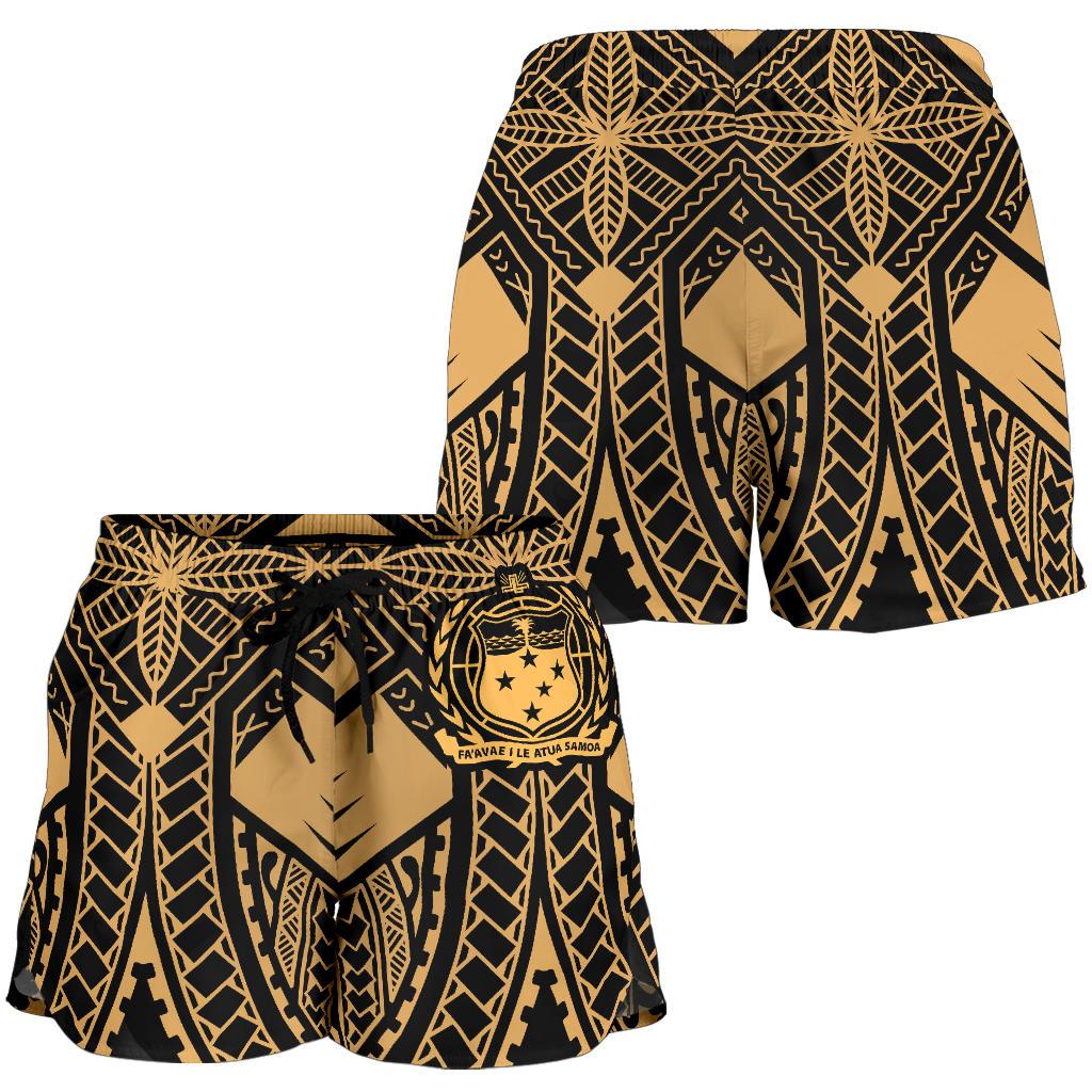 Samoa Polynesian Women's Shorts - Samoa Gold Seal with Polynesian Tattoo - Polynesian Pride