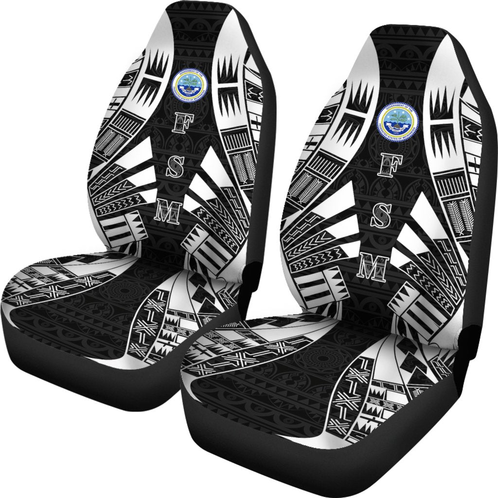 Federated States of Micronesia Car Seat Covers - Polynesian Tattoo Black - Polynesian Pride