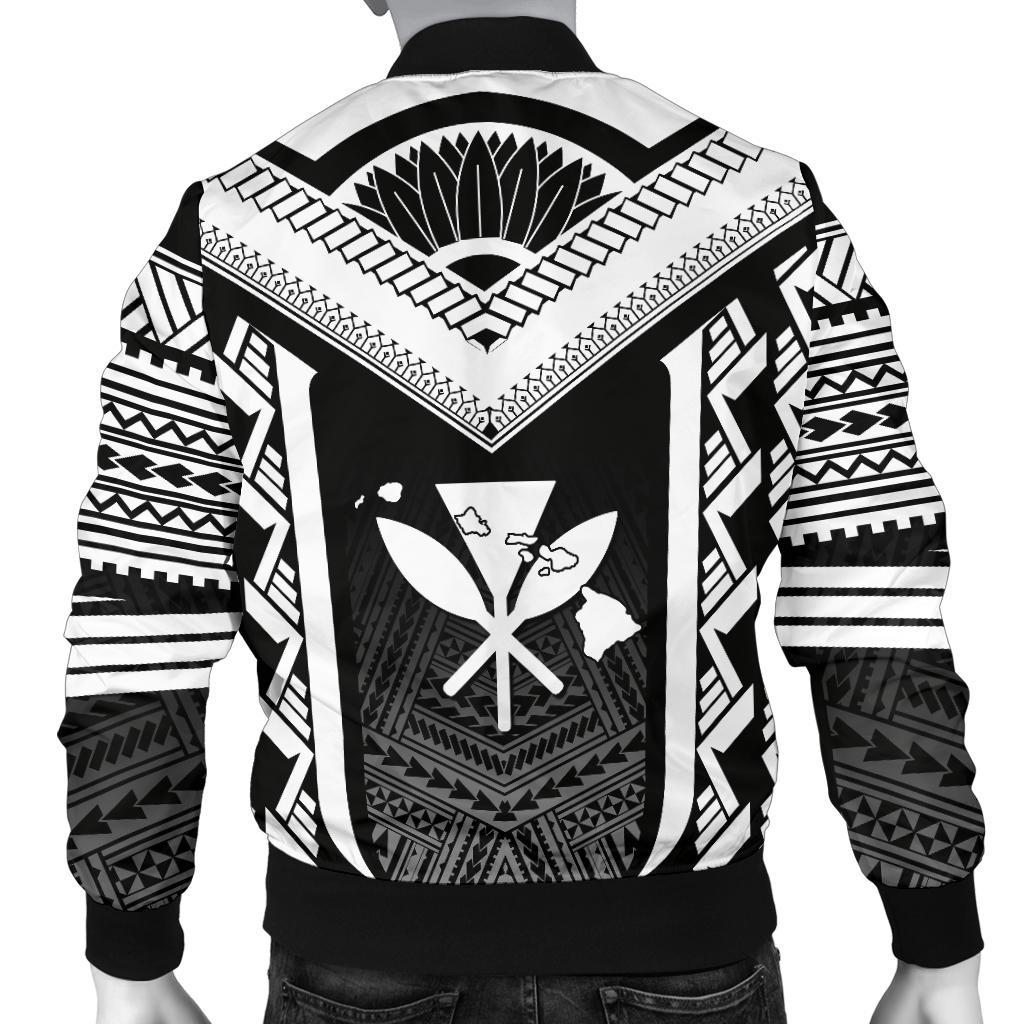Hawaiian Kanaka Polynesian Men's Bomber Jacket Active White - Polynesian Pride