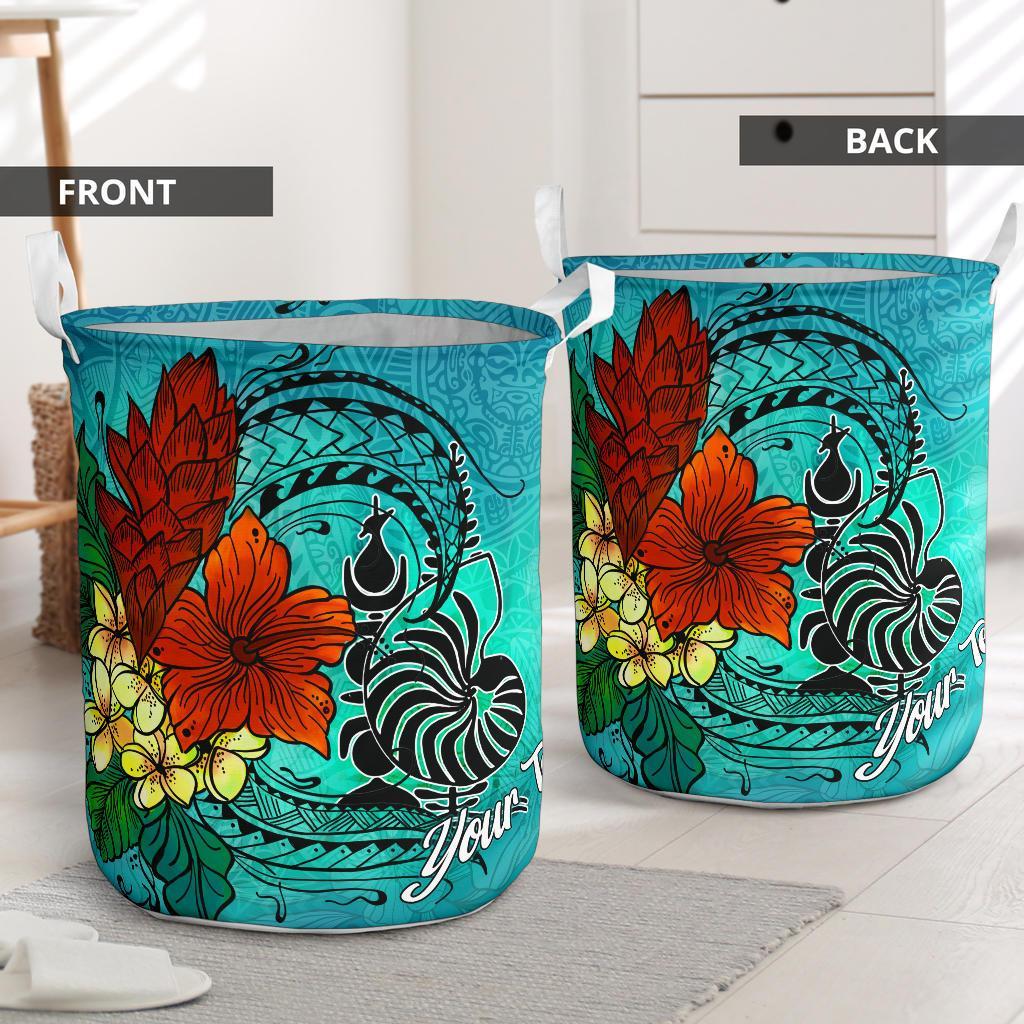 New Caledonia Laundry Basket - Custom Personalised Tropical Flowers Style - Polynesian Pride