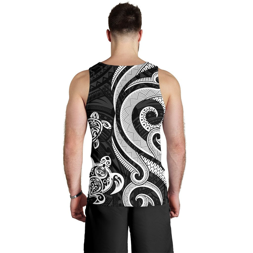 Fiji Polynesian Men Tank Top - White Tentacle Turtle - Polynesian Pride