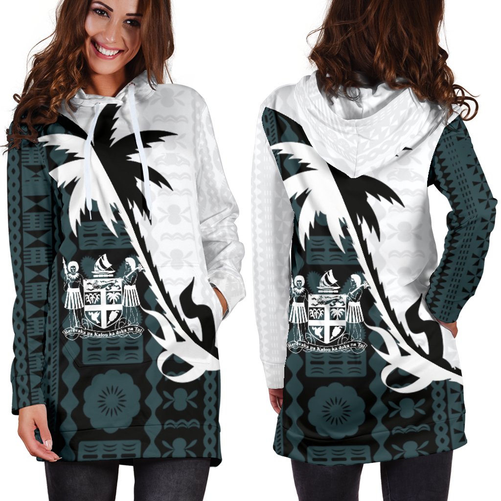 Fiji Hoodie Dress - Fiji Coat Of Arms Coconut Tree K4 - Polynesian Pride