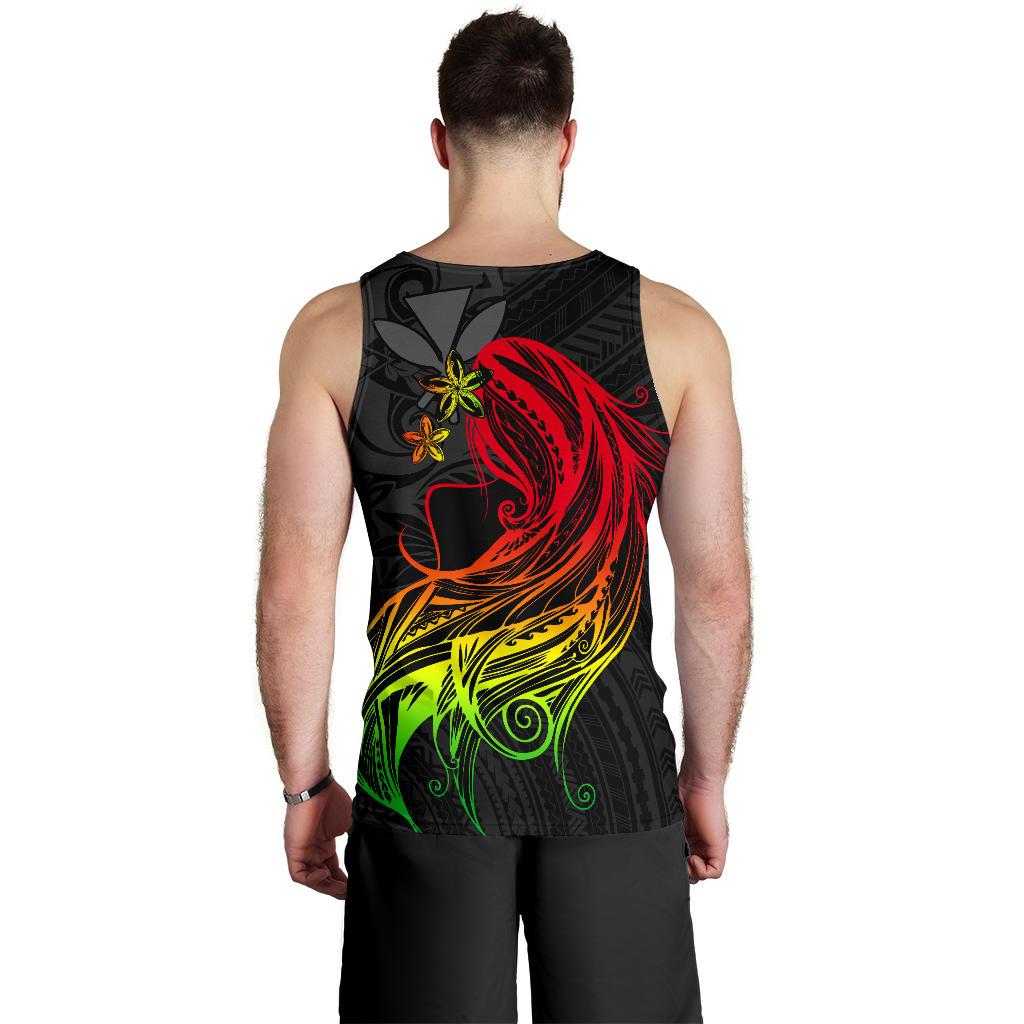 Polynesian Hawaii Men Tank Top - Kanaka Maoli Girl Hair Plumeria - Polynesian Pride