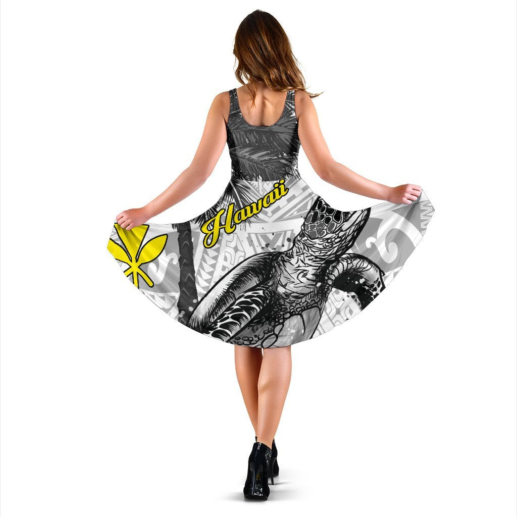 Hawaii Custom Personalised Women's Dress - Turtle Palm Tree White - Polynesian Pride