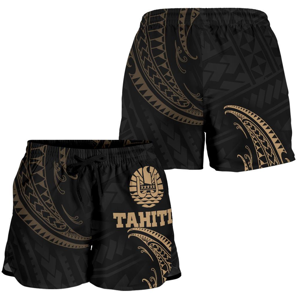 Tahiti Polynesian Women's Short - Gold Tribal Wave - Polynesian Pride