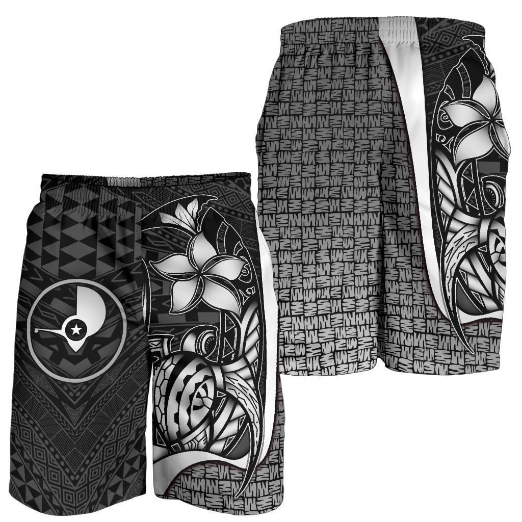 Yap Micronesian Men's Shorts White - Turtle With Hook - Polynesian Pride