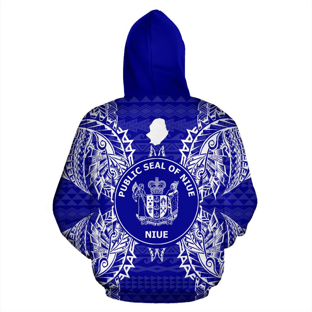 Niue Polynesian ll Over Hoodie Map Blue - Polynesian Pride