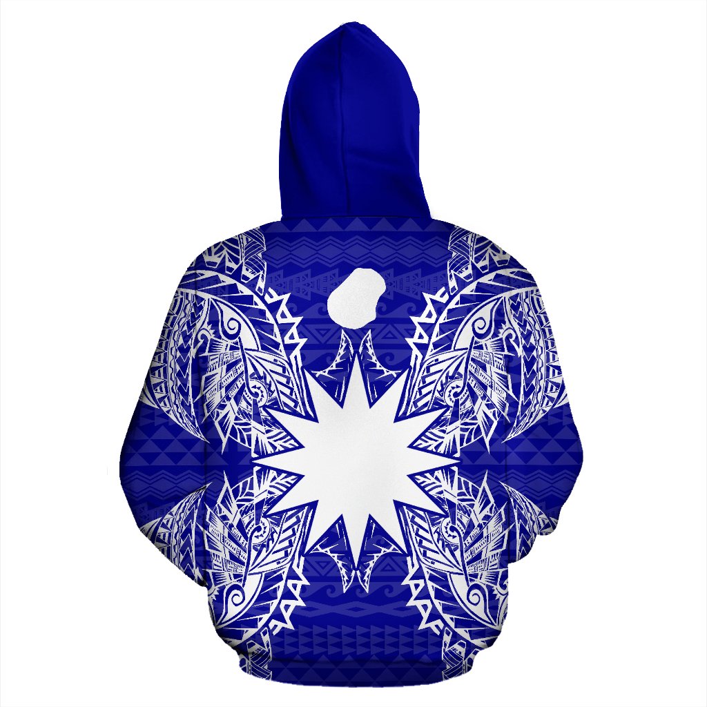 Nauru Polynesian All Over Zip up Hoodie Map Blue - Polynesian Pride