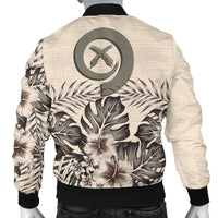 Vanuatu Men's Bomber Jacket - The Beige Hibiscus - Polynesian Pride