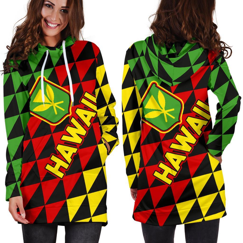 Hawaii Hoodie Dress - Hawaii Kanaka Maoli Flag Women's Th5 - Polynesian Pride