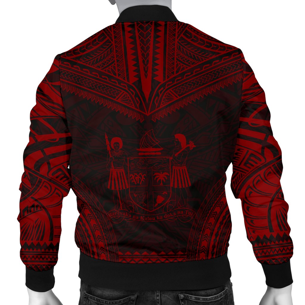 Fiji Polynesian Chief Men's Bomber Jacket - Red Version - Polynesian Pride
