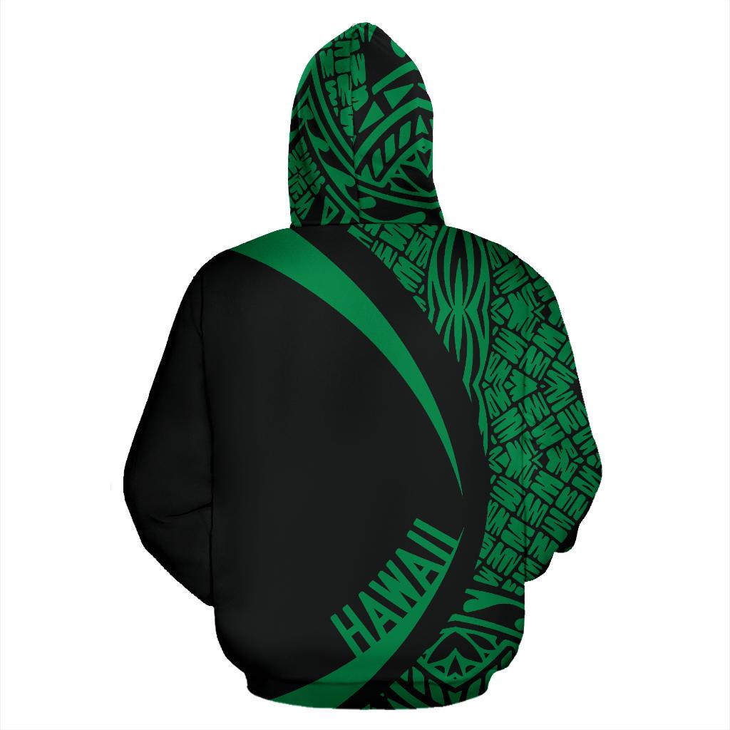 Kanaka Hawaii Map Green Polynesian Zip up Hoodie Circle Style - Polynesian Pride