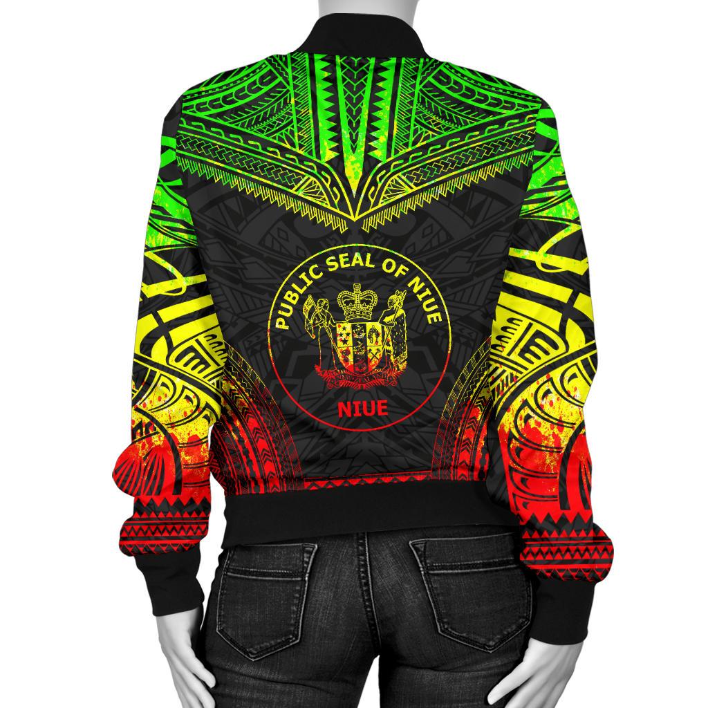 Niue Polynesian Chief Women'S Bomber Jacket - Reggae Version - Polynesian Pride