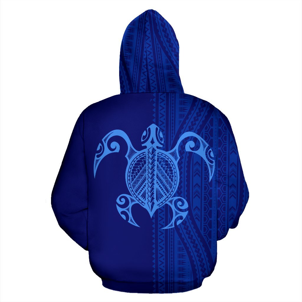 Hawaii Zip up Hoodie Hawaii Turtle Polynesian Tattoo Half Style 02 - Polynesian Pride