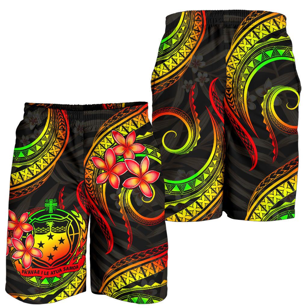 Samoa Polynesian Men Shorts - Reggae Plumeria - Polynesian Pride