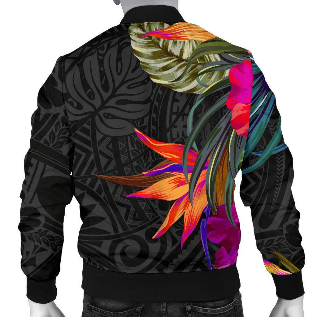 Polynesian Men's Bomber Jacket - Hibiscus Pattern - Polynesian Pride