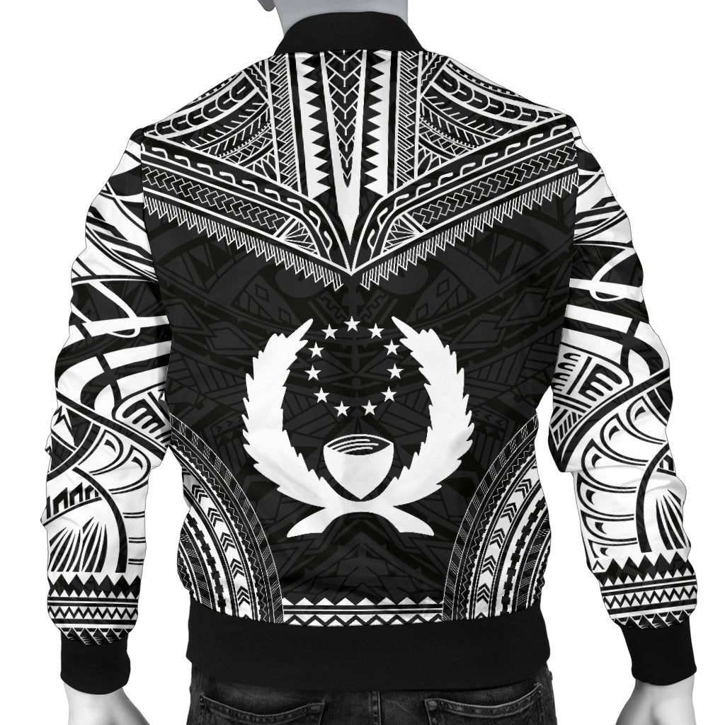 Pohnpei Polynesian Chief Men's Bomber Jacket - Black Version - Polynesian Pride