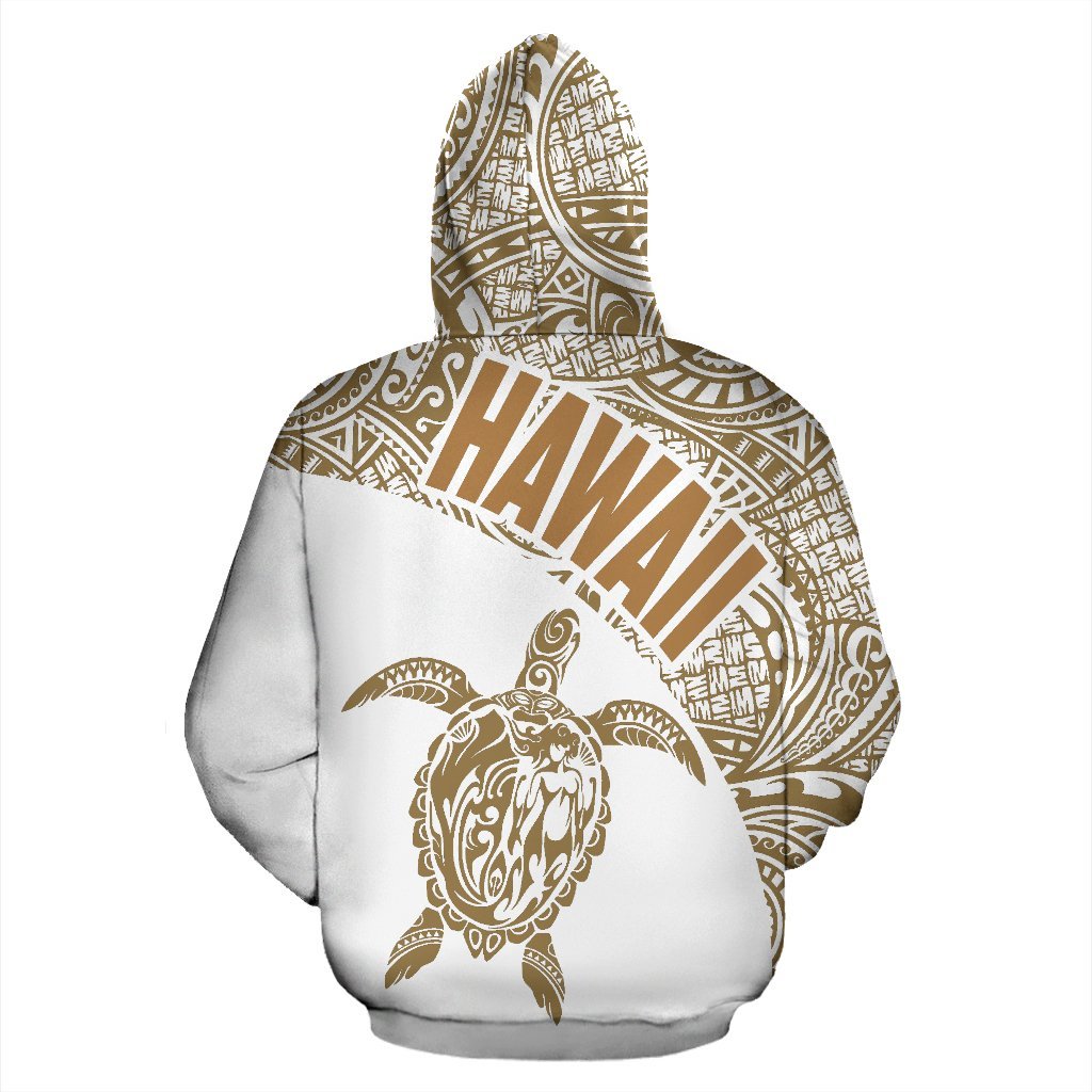 Hawaii Zip up Hoodie Hawaii Turtle Mermaid Polynesian Tattoo White Gold Version - Polynesian Pride