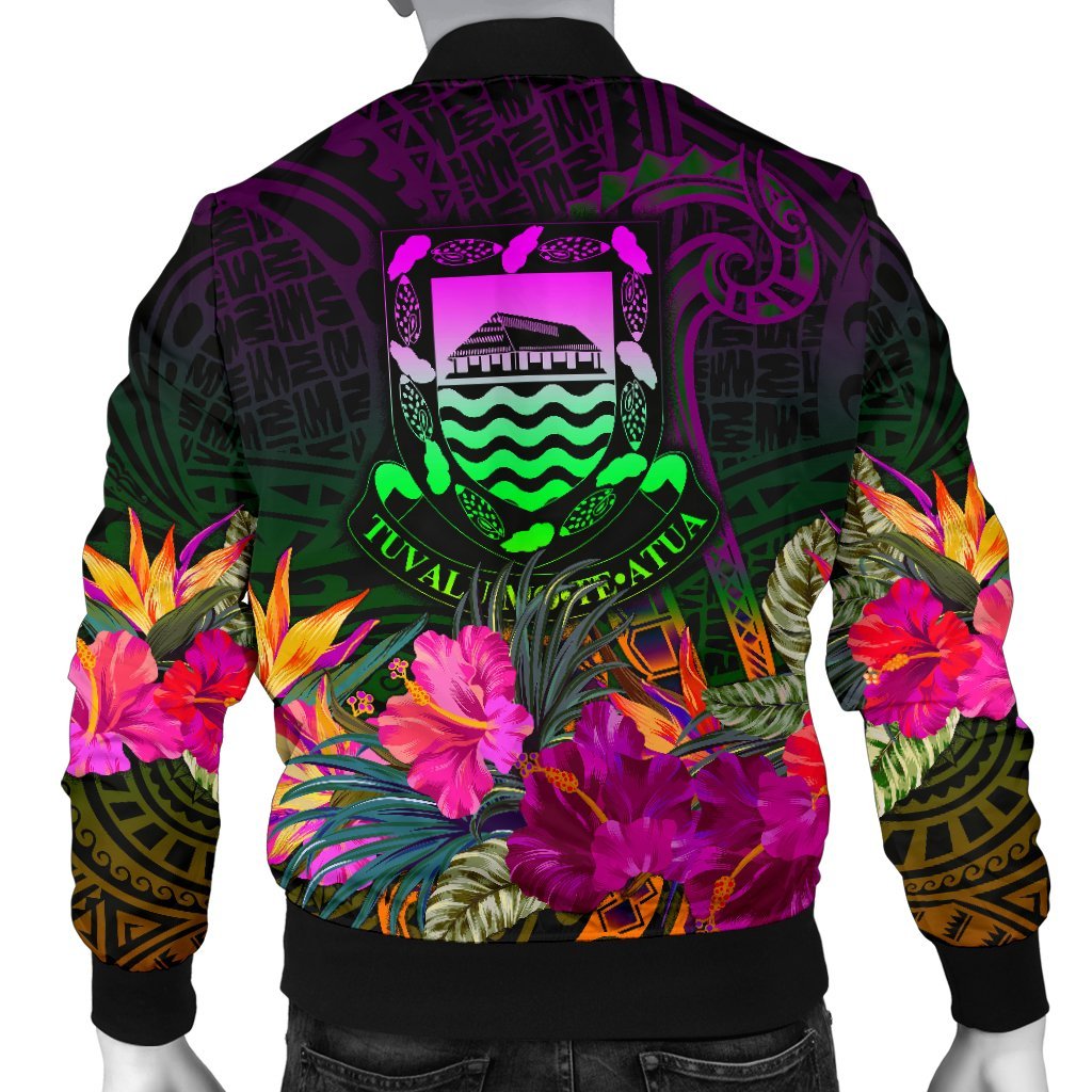 Tuvalu Men's Bomber Jacket - Summer Hibiscus - Polynesian Pride