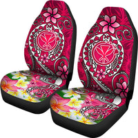 Hawaii Car Seat Covers - Turtle Plumeria Polynesian Tattoo Pink Color - Polynesian Pride