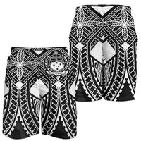 Samoa Polynesian Men's Shorts - Samoa White Seal with Polynesian Tattoo - Polynesian Pride