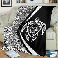 Hawaii Turtle Map Polynesian Premium Blanket - White - Circle Style - Polynesian Pride