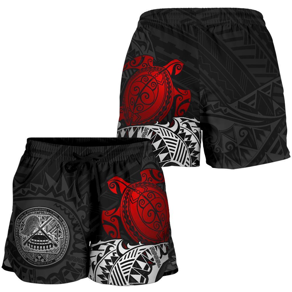 American Samoa Polynesian Shorts (Women) - Polynesian Turtle (Red) - Polynesian Pride
