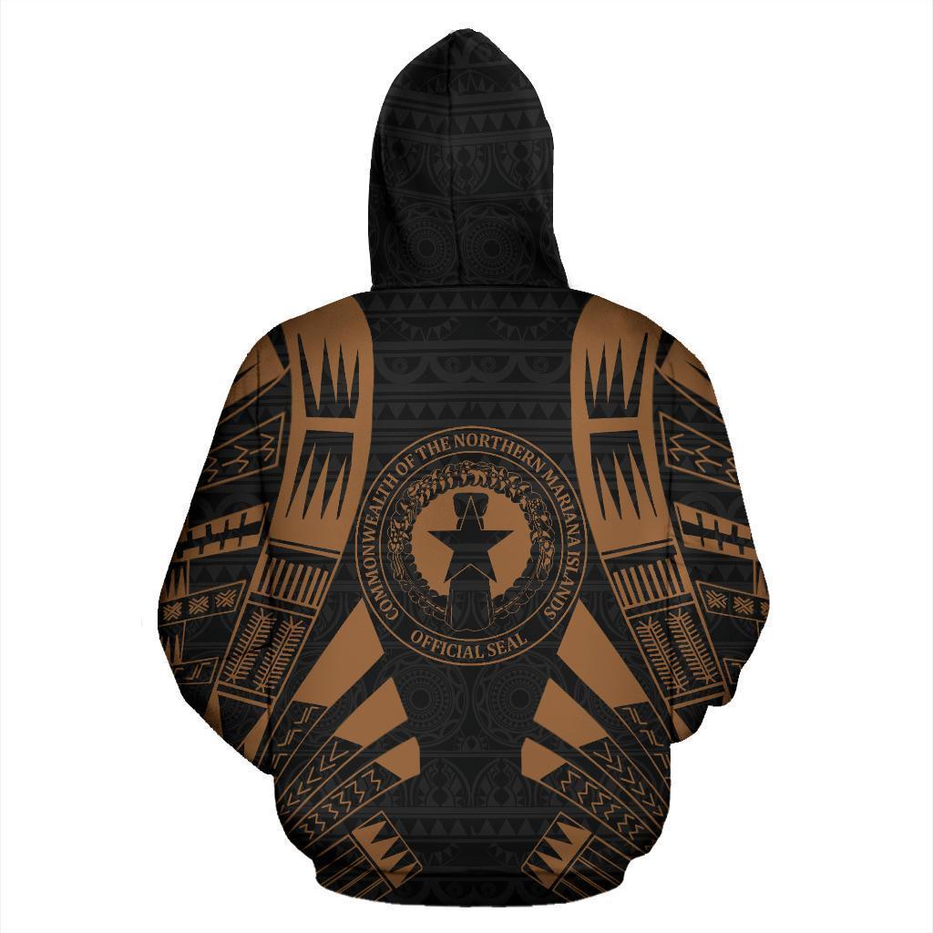 CNMI All Over Zip up Hoodie Brown Tattoo Style - Polynesian Pride