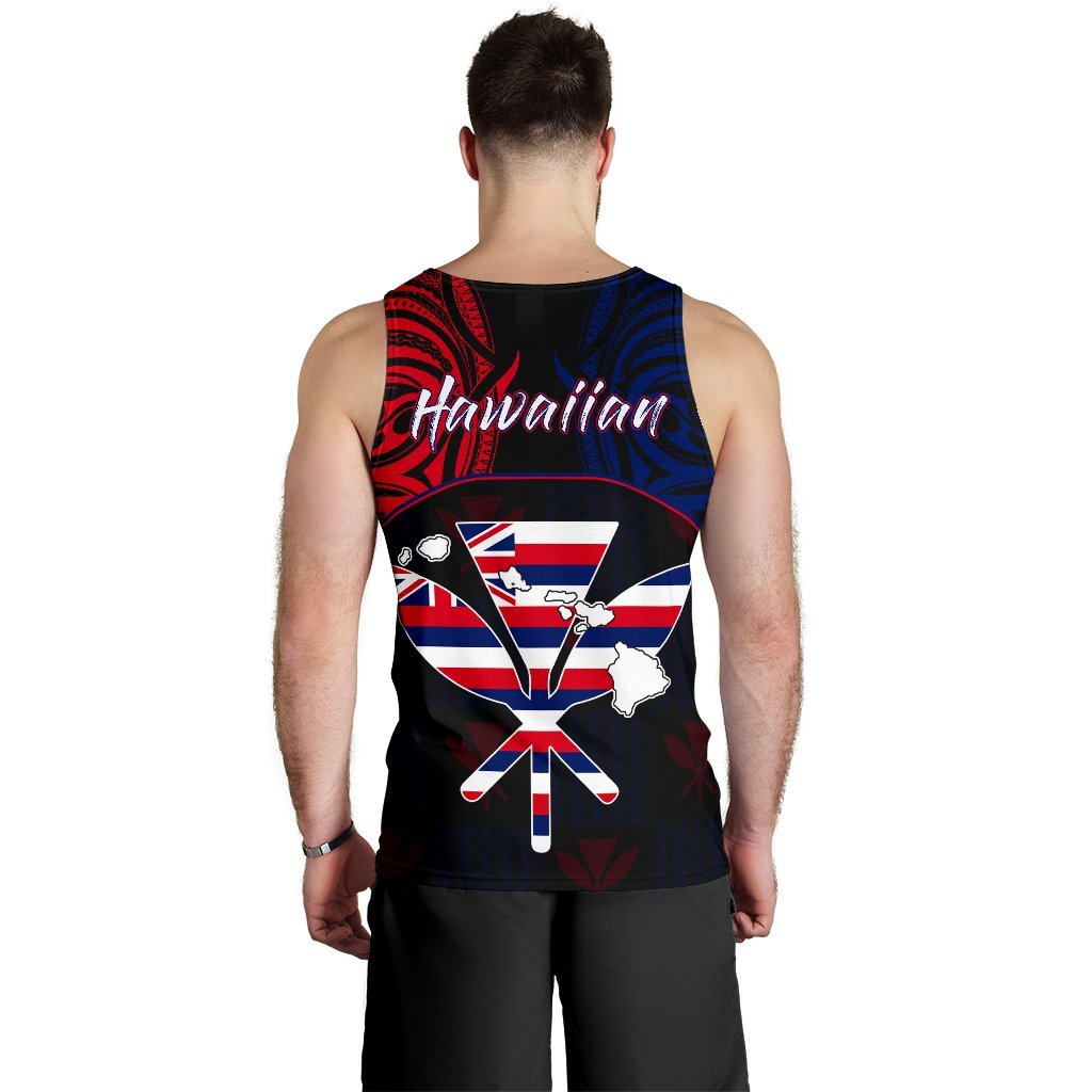 Hawaiian Kanaka Men's Tank Top Flag Nation Black Demodern AH - Polynesian Pride