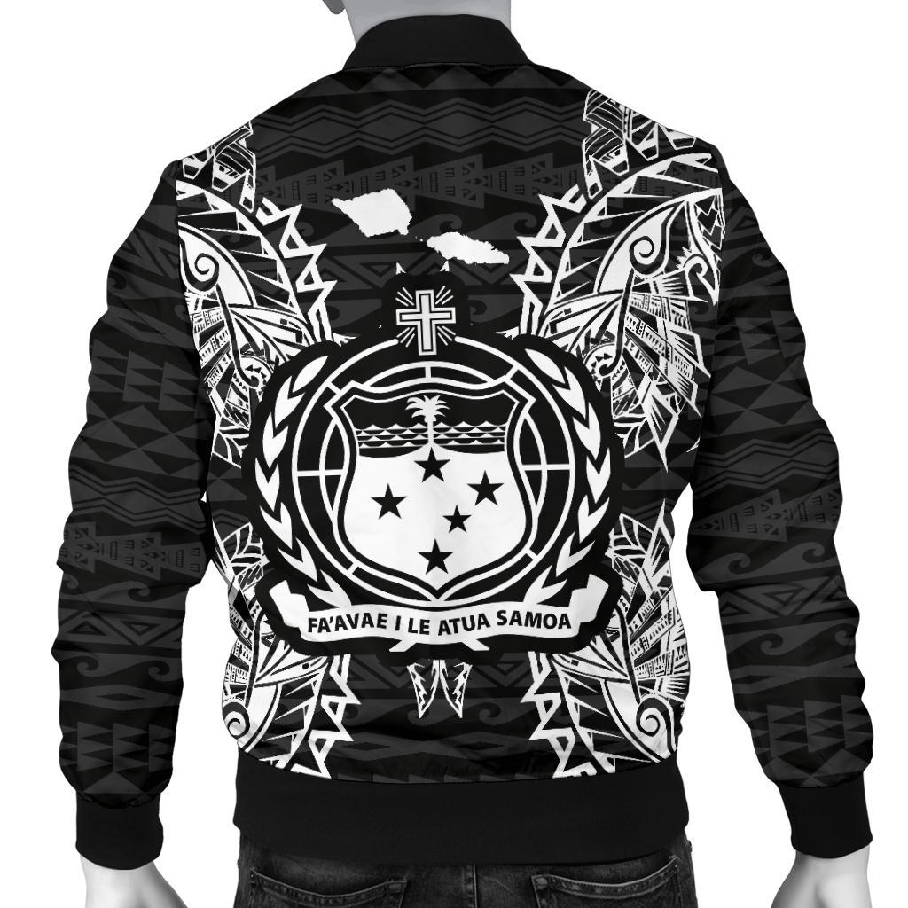 Samoa Polynesian Men's Bomber Jacket Map Black - Polynesian Pride