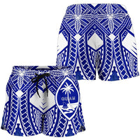 Guam Polynesian Women's Shorts - Guam White Seal with Polynesian Tattoo Ver 02 - Polynesian Pride