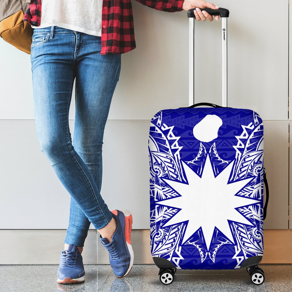 Nauru Polynesian Luggage Covers Map Blue - Polynesian Pride