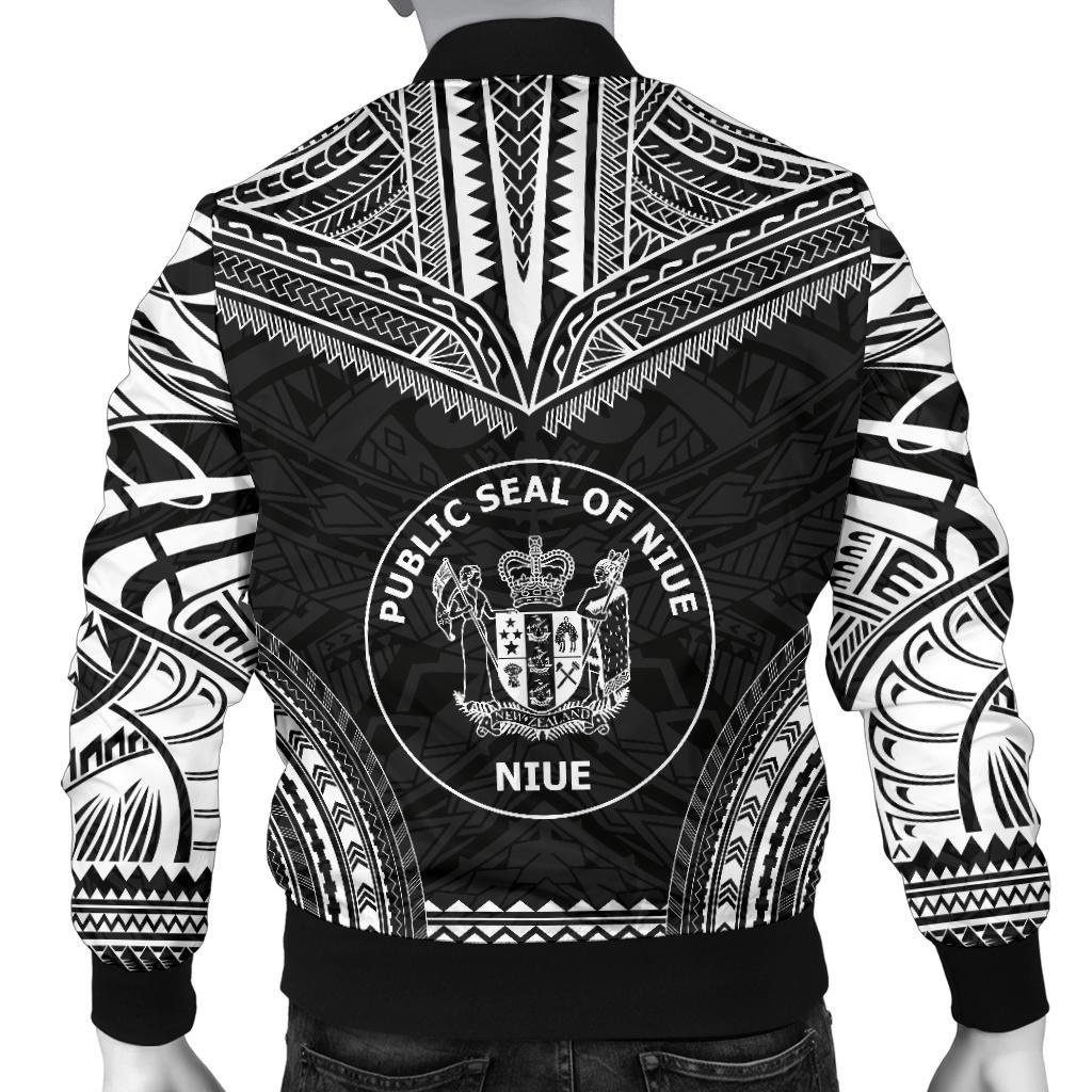 Niue Polynesian Chief Men's Bomber Jacket - Black Version - Polynesian Pride