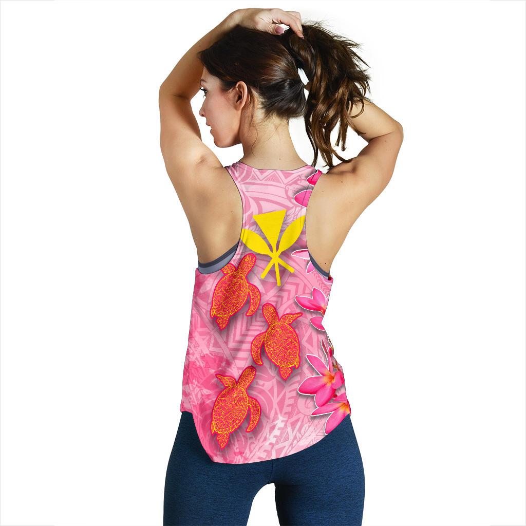 Hawaii Women's Racerback Tank - Polynesian Pink Plumeria Turtle - Polynesian Pride