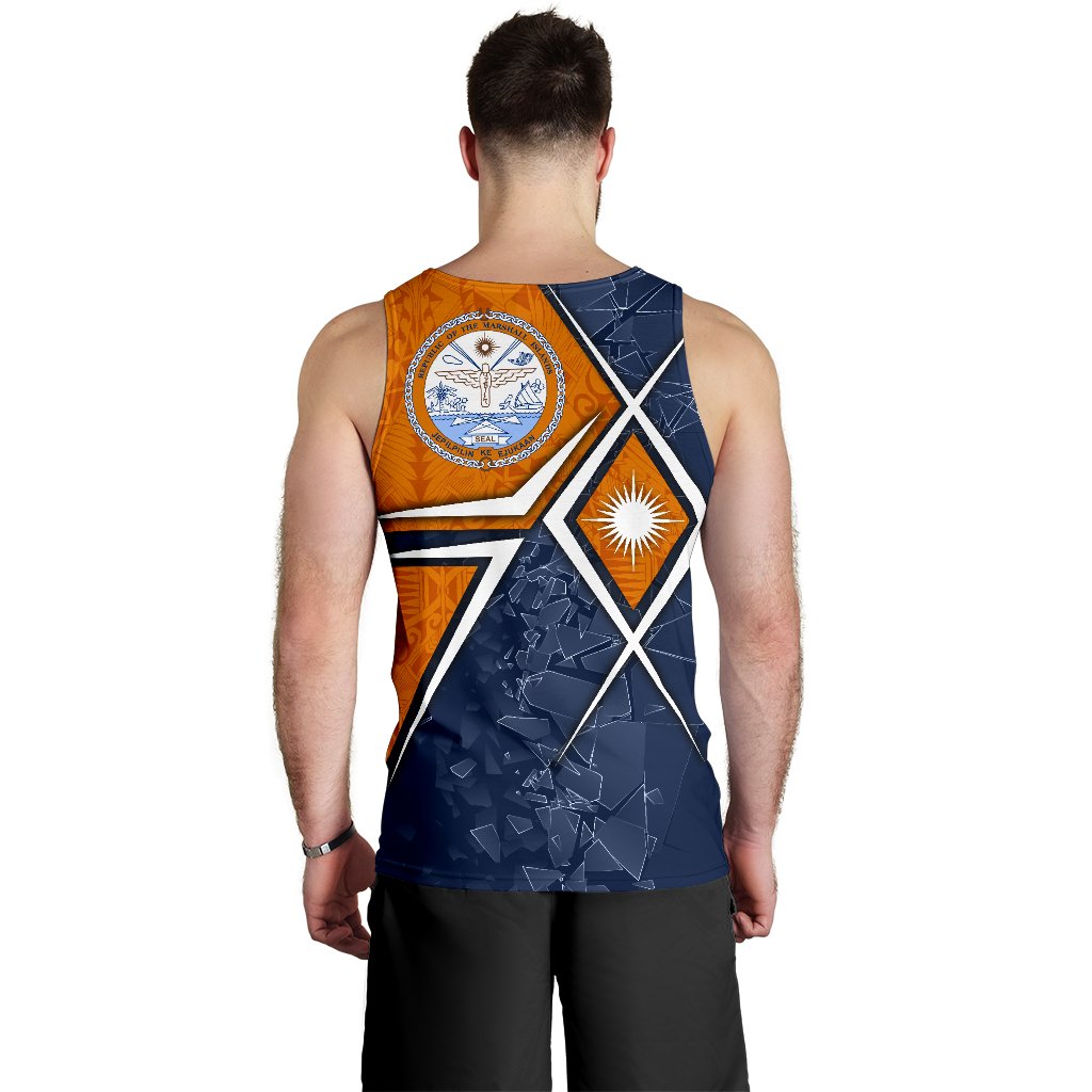Marshall Islands Men's Tank Top - Marshall Islands Flag with Polynesian Patterns - Polynesian Pride