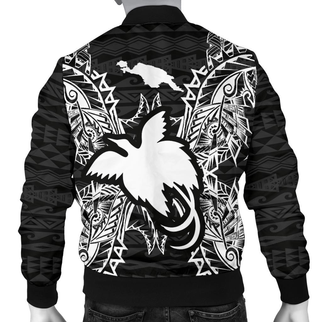 Papua New Guinea Polynesian Men's Bomber Jacket Map Black - Polynesian Pride