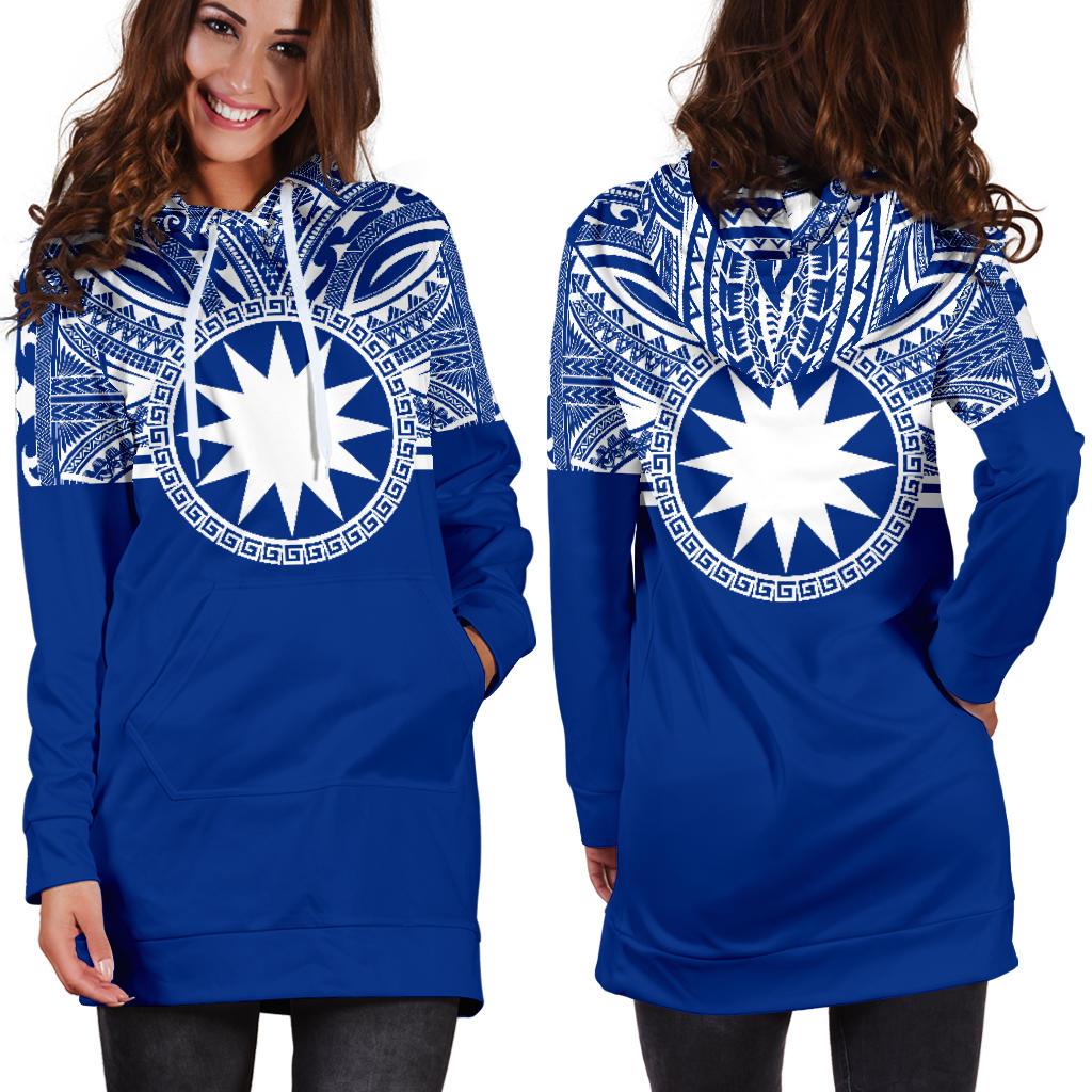 Nauru Women Hoodie Dress - Nauru Coat Of Arms Polynesian Flag Color - Polynesian Pride